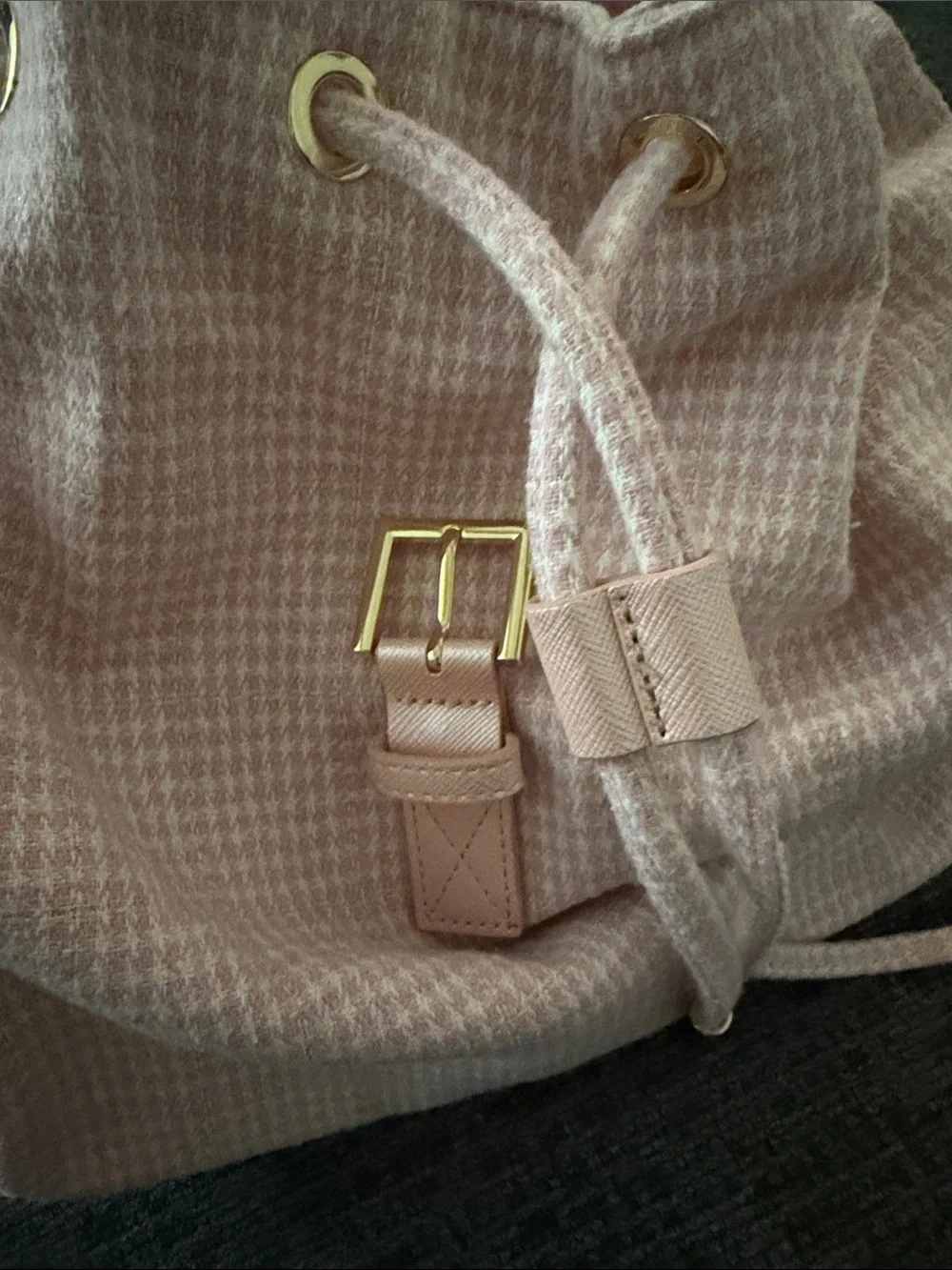 Stoney Clover Lane Blush Pink Pearl-Accent Drawstring Backpack